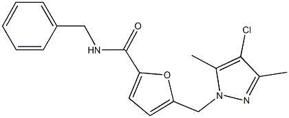 N-benzyl-5-[(4-chloro-3,5-dimethyl-1H-pyrazol-1-yl)methyl]-2-furamide Struktur