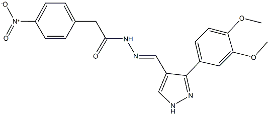 N'-{[3-(3,4-dimethoxyphenyl)-1H-pyrazol-4-yl]methylene}-2-{4-nitrophenyl}acetohydrazide Struktur