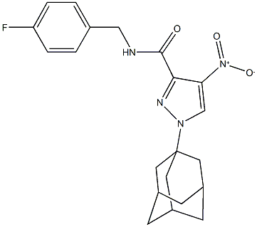 1-(1-adamantyl)-N-(4-fluorobenzyl)-4-nitro-1H-pyrazole-3-carboxamide Struktur