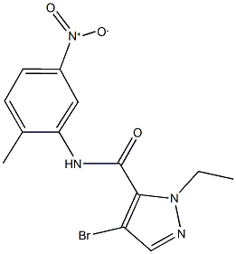 4-bromo-1-ethyl-N-{5-nitro-2-methylphenyl}-1H-pyrazole-5-carboxamide Struktur