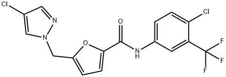 5-[(4-chloro-1H-pyrazol-1-yl)methyl]-N-[4-chloro-3-(trifluoromethyl)phenyl]-2-furamide Struktur