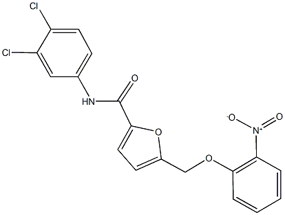 N-(3,4-dichlorophenyl)-5-({2-nitrophenoxy}methyl)-2-furamide Struktur