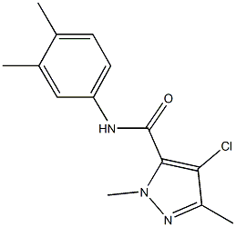 4-chloro-N-(3,4-dimethylphenyl)-1,3-dimethyl-1H-pyrazole-5-carboxamide Struktur