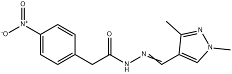 N'-[(1,3-dimethyl-1H-pyrazol-4-yl)methylene]-2-{4-nitrophenyl}acetohydrazide Struktur