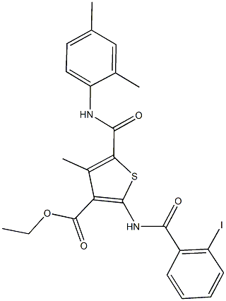 ethyl 5-[(2,4-dimethylanilino)carbonyl]-2-[(2-iodobenzoyl)amino]-4-methyl-3-thiophenecarboxylate Struktur