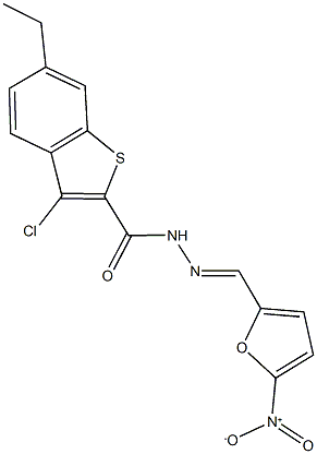 3-chloro-6-ethyl-N'-({5-nitro-2-furyl}methylene)-1-benzothiophene-2-carbohydrazide Struktur