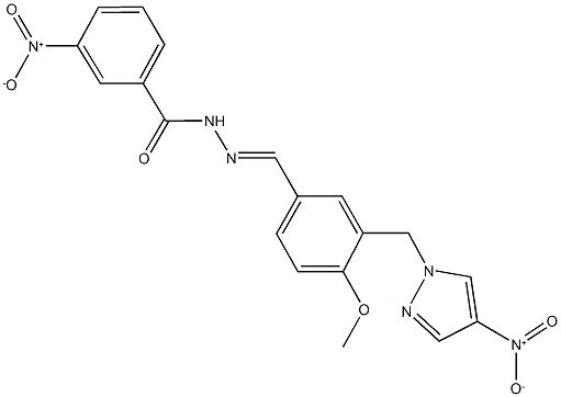 3-nitro-N'-[3-({4-nitro-1H-pyrazol-1-yl}methyl)-4-methoxybenzylidene]benzohydrazide Struktur