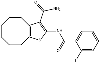 2-[(2-iodobenzoyl)amino]-4,5,6,7,8,9-hexahydrocycloocta[b]thiophene-3-carboxamide Struktur