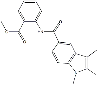 methyl 2-{[(1,2,3-trimethyl-1H-indol-5-yl)carbonyl]amino}benzoate Struktur