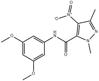 N-(3,5-dimethoxyphenyl)-4-nitro-1,3-dimethyl-1H-pyrazole-5-carboxamide Struktur