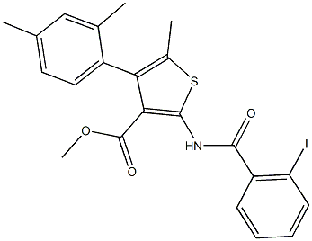 methyl 4-(2,4-dimethylphenyl)-2-[(2-iodobenzoyl)amino]-5-methyl-3-thiophenecarboxylate Struktur