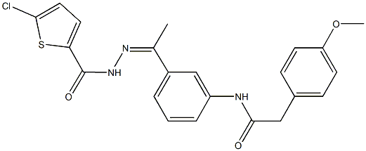 N-(3-{N-[(5-chloro-2-thienyl)carbonyl]ethanehydrazonoyl}phenyl)-2-(4-methoxyphenyl)acetamide Struktur