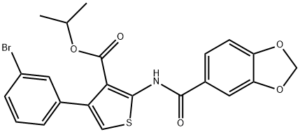 isopropyl 2-[(1,3-benzodioxol-5-ylcarbonyl)amino]-4-(3-bromophenyl)-3-thiophenecarboxylate Struktur