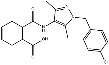 6-({[1-(4-chlorobenzyl)-3,5-dimethyl-1H-pyrazol-4-yl]amino}carbonyl)-3-cyclohexene-1-carboxylic acid Struktur