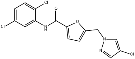 5-[(4-chloro-1H-pyrazol-1-yl)methyl]-N-(2,5-dichlorophenyl)-2-furamide Struktur