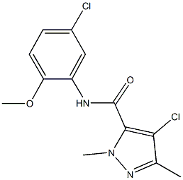 4-chloro-N-(5-chloro-2-methoxyphenyl)-1,3-dimethyl-1H-pyrazole-5-carboxamide Struktur