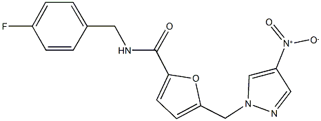 N-(4-fluorobenzyl)-5-({4-nitro-1H-pyrazol-1-yl}methyl)-2-furamide Struktur