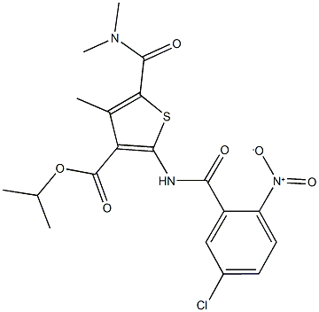 isopropyl 2-({5-chloro-2-nitrobenzoyl}amino)-5-[(dimethylamino)carbonyl]-4-methyl-3-thiophenecarboxylate Struktur