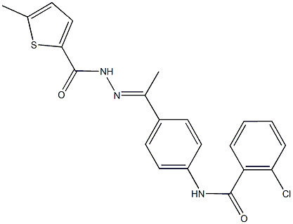 2-chloro-N-(4-{N-[(5-methyl-2-thienyl)carbonyl]ethanehydrazonoyl}phenyl)benzamide Struktur