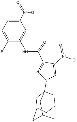 1-(1-adamantyl)-N-{2-fluoro-5-nitrophenyl}-4-nitro-1H-pyrazole-3-carboxamide Struktur