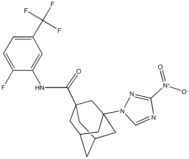 N-[2-fluoro-5-(trifluoromethyl)phenyl]-3-{3-nitro-1H-1,2,4-triazol-1-yl}-1-adamantanecarboxamide Struktur