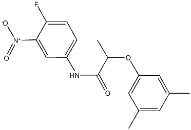 2-(3,5-dimethylphenoxy)-N-{4-fluoro-3-nitrophenyl}propanamide Struktur