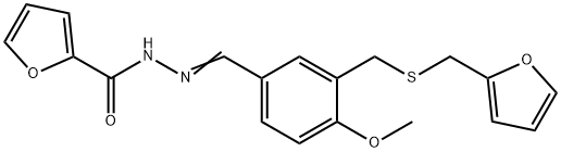 N'-(3-{[(2-furylmethyl)sulfanyl]methyl}-4-methoxybenzylidene)-2-furohydrazide Struktur