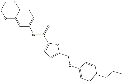 N-(2,3-dihydro-1,4-benzodioxin-6-yl)-5-[(4-propylphenoxy)methyl]-2-furamide Struktur