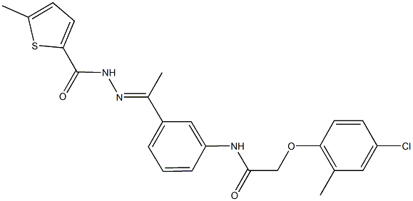 2-(4-chloro-2-methylphenoxy)-N-(3-{N-[(5-methyl-2-thienyl)carbonyl]ethanehydrazonoyl}phenyl)acetamide Struktur