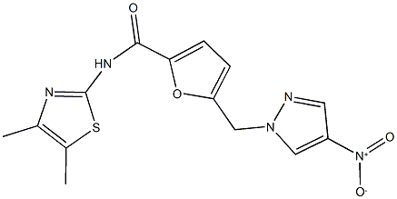 N-(4,5-dimethyl-1,3-thiazol-2-yl)-5-({4-nitro-1H-pyrazol-1-yl}methyl)-2-furamide Struktur