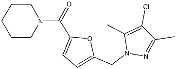 1-{5-[(4-chloro-3,5-dimethyl-1H-pyrazol-1-yl)methyl]-2-furoyl}piperidine Struktur