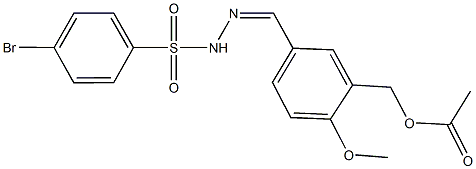 5-{2-[(4-bromophenyl)sulfonyl]carbohydrazonoyl}-2-methoxybenzyl acetate Struktur