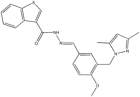 N'-{3-[(3,5-dimethyl-1H-pyrazol-1-yl)methyl]-4-methoxybenzylidene}-1-benzothiophene-3-carbohydrazide Struktur