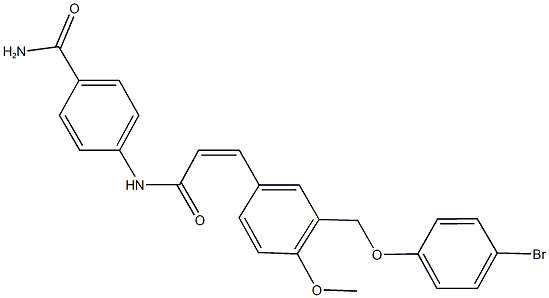 4-[(3-{3-[(4-bromophenoxy)methyl]-4-methoxyphenyl}acryloyl)amino]benzamide Struktur