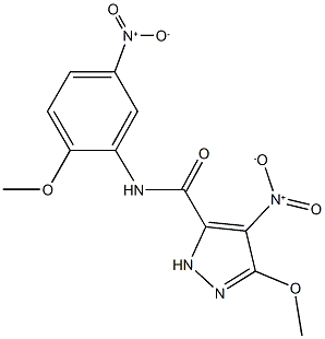 4-nitro-N-{5-nitro-2-methoxyphenyl}-3-methoxy-1H-pyrazole-5-carboxamide Struktur