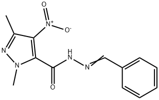 N'-benzylidene-4-nitro-1,3-dimethyl-1H-pyrazole-5-carbohydrazide Struktur