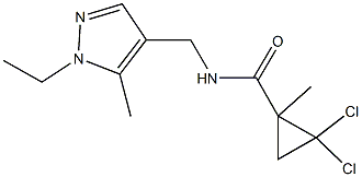 2,2-dichloro-N-[(1-ethyl-5-methyl-1H-pyrazol-4-yl)methyl]-1-methylcyclopropanecarboxamide Struktur