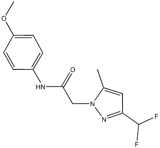 2-[3-(difluoromethyl)-5-methyl-1H-pyrazol-1-yl]-N-(4-methoxyphenyl)acetamide Struktur