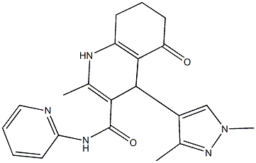 4-(1,3-dimethyl-1H-pyrazol-4-yl)-2-methyl-5-oxo-N-(2-pyridinyl)-1,4,5,6,7,8-hexahydro-3-quinolinecarboxamide Struktur