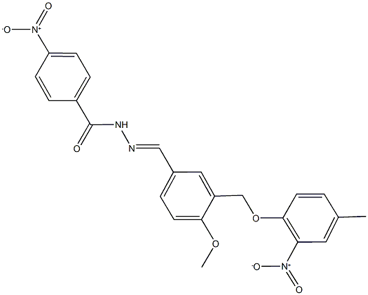 4-nitro-N'-[3-({2-nitro-4-methylphenoxy}methyl)-4-methoxybenzylidene]benzohydrazide Struktur