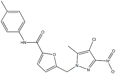 5-({4-chloro-3-nitro-5-methyl-1H-pyrazol-1-yl}methyl)-N-(4-methylphenyl)-2-furamide Struktur