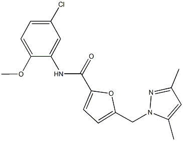 N-(5-chloro-2-methoxyphenyl)-5-[(3,5-dimethyl-1H-pyrazol-1-yl)methyl]-2-furamide Struktur