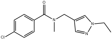 4-chloro-N-[(1-ethyl-1H-pyrazol-4-yl)methyl]-N-methylbenzamide Struktur