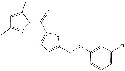 3-chlorophenyl {5-[(3,5-dimethyl-1H-pyrazol-1-yl)carbonyl]-2-furyl}methyl ether Struktur