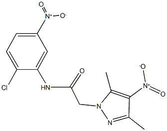 N-{2-chloro-5-nitrophenyl}-2-{4-nitro-3,5-dimethyl-1H-pyrazol-1-yl}acetamide Struktur