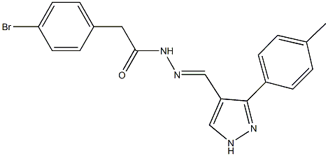 2-(4-bromophenyl)-N'-{[3-(4-methylphenyl)-1H-pyrazol-4-yl]methylene}acetohydrazide Struktur