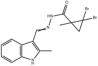 2,2-dibromo-1-methyl-N'-[(2-methyl-1H-indol-3-yl)methylene]cyclopropanecarbohydrazide Struktur