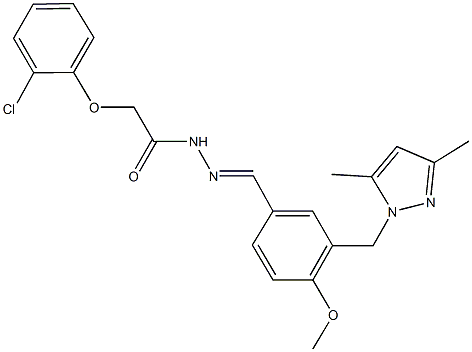 2-(2-chlorophenoxy)-N'-{3-[(3,5-dimethyl-1H-pyrazol-1-yl)methyl]-4-methoxybenzylidene}acetohydrazide Struktur