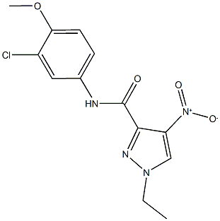 N-(3-chloro-4-methoxyphenyl)-1-ethyl-4-nitro-1H-pyrazole-3-carboxamide Struktur