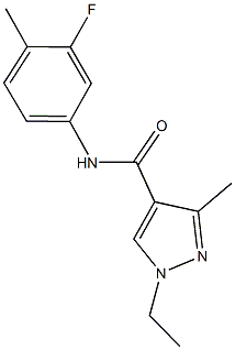 1-ethyl-N-(3-fluoro-4-methylphenyl)-3-methyl-1H-pyrazole-4-carboxamide Struktur